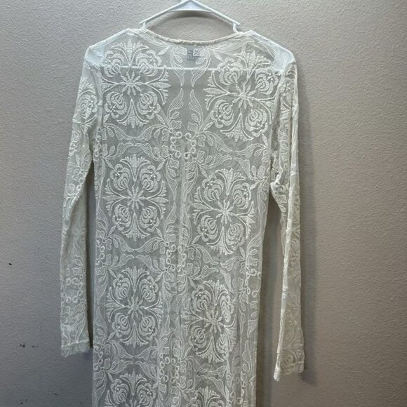 Sans Souci Floral Open Front Kimono All Over Lace Festival Coquette Boho Sz S - Picture 5 of 5